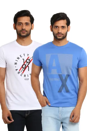 AXMANN Casual T-Shirt (F Denim | Super White) Combo Pack