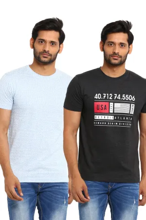 AXMANN Casual T-Shirt (Sky | Melange) Combo Pack