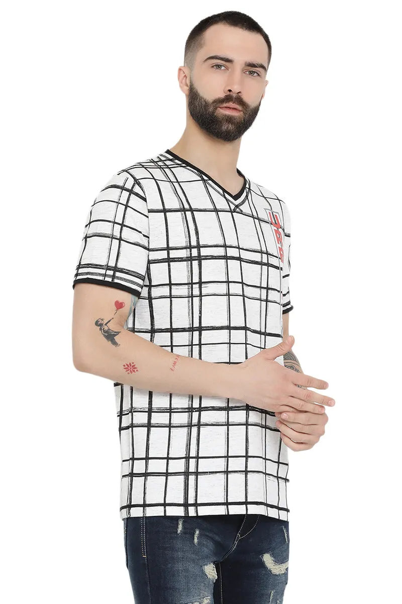 Axmann Check Casual V-Neck T-Shirt