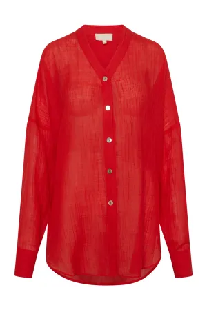 Barcelona Tunic - Chili Pepper Crinkle Linen