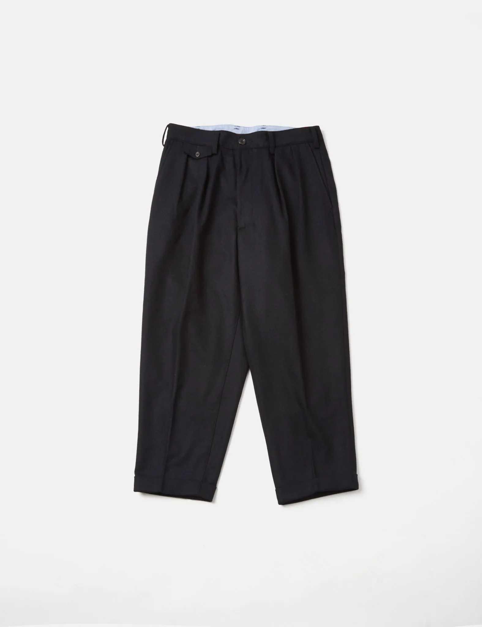 Beams Plus 2 Pleat Flannel Pants - Navy Blue