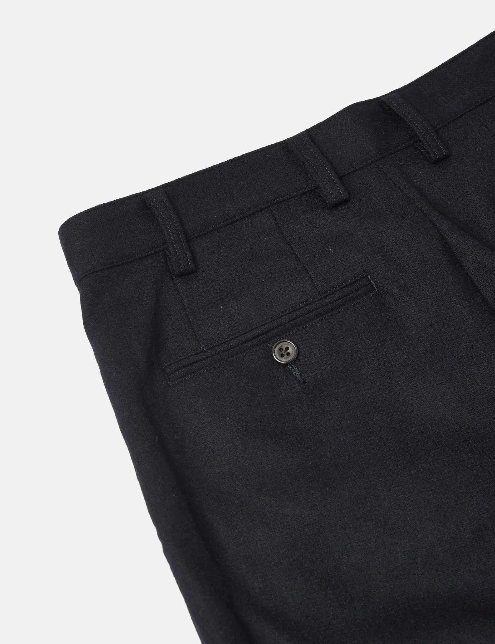 Beams Plus 2 Pleat Flannel Pants - Navy Blue