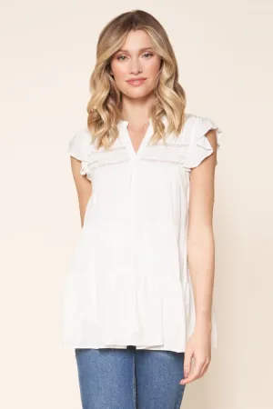 Bethany Tiered Trapeze Cap Sleeve Blouse