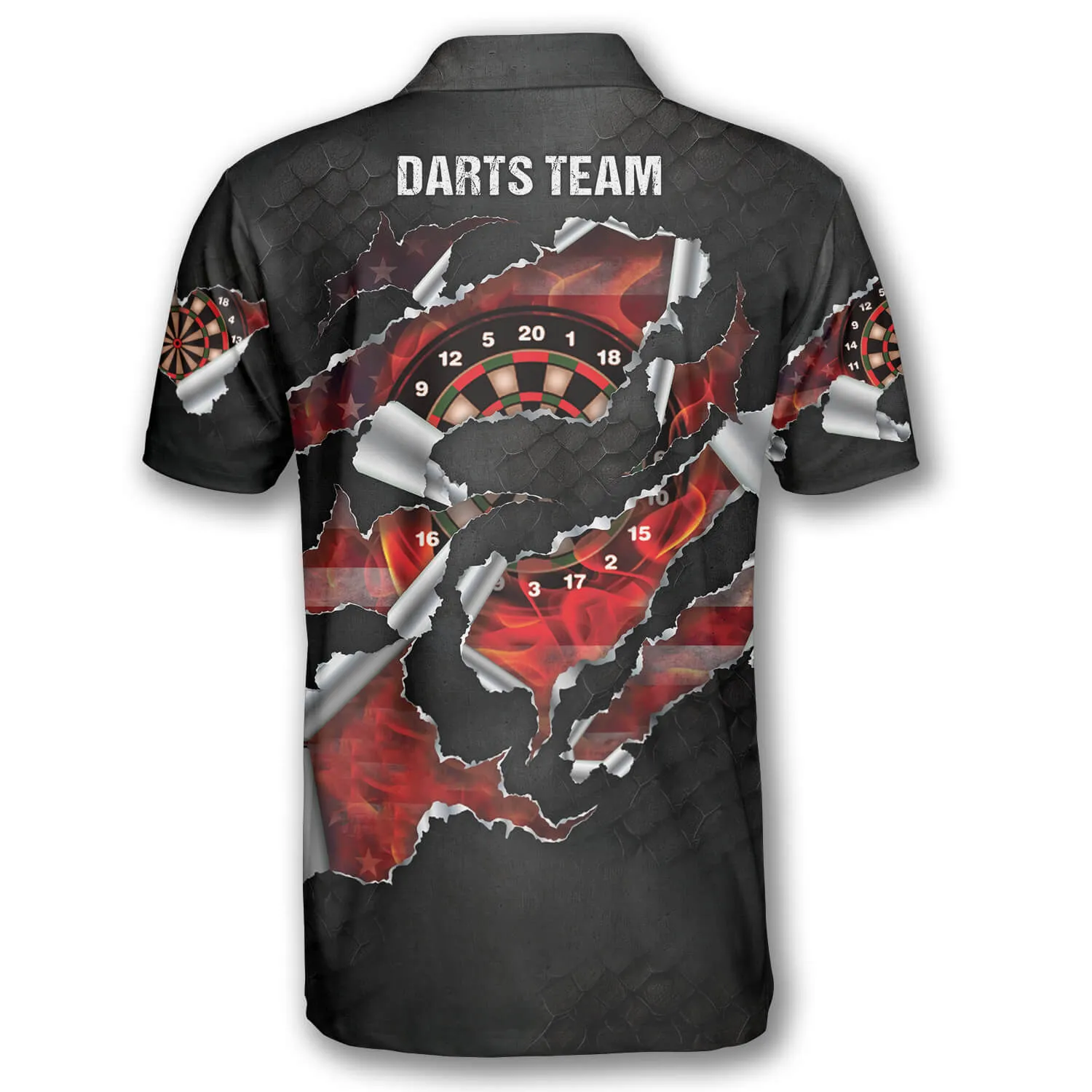 Black Patriots Dragon Scales Custom Darts Polo Shirts, Coolest Dart Player