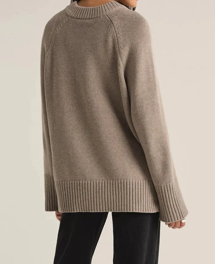 Boulevard V-Neck Sweater Heather Taupe