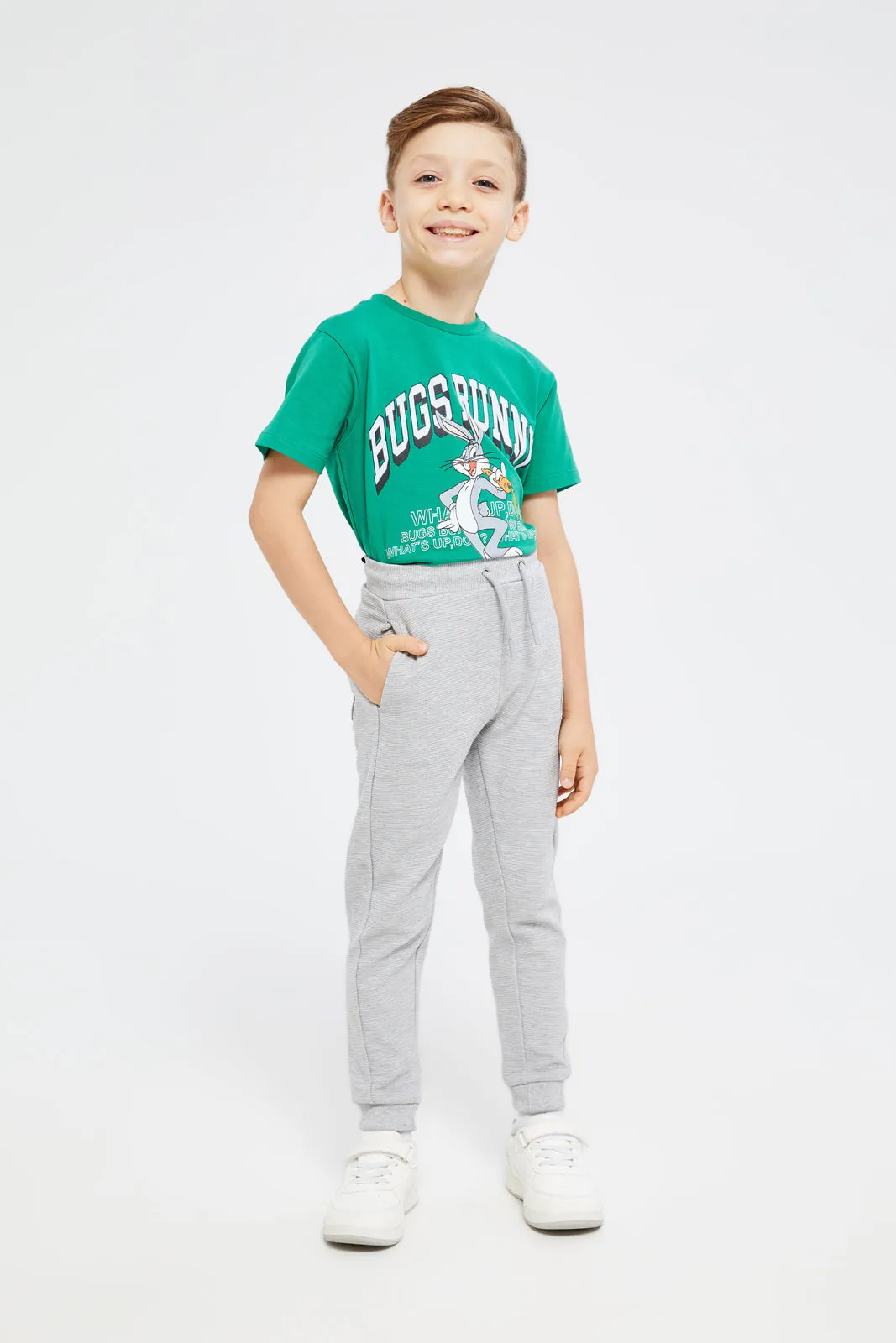 Boys Grey Ottoman Active Pants