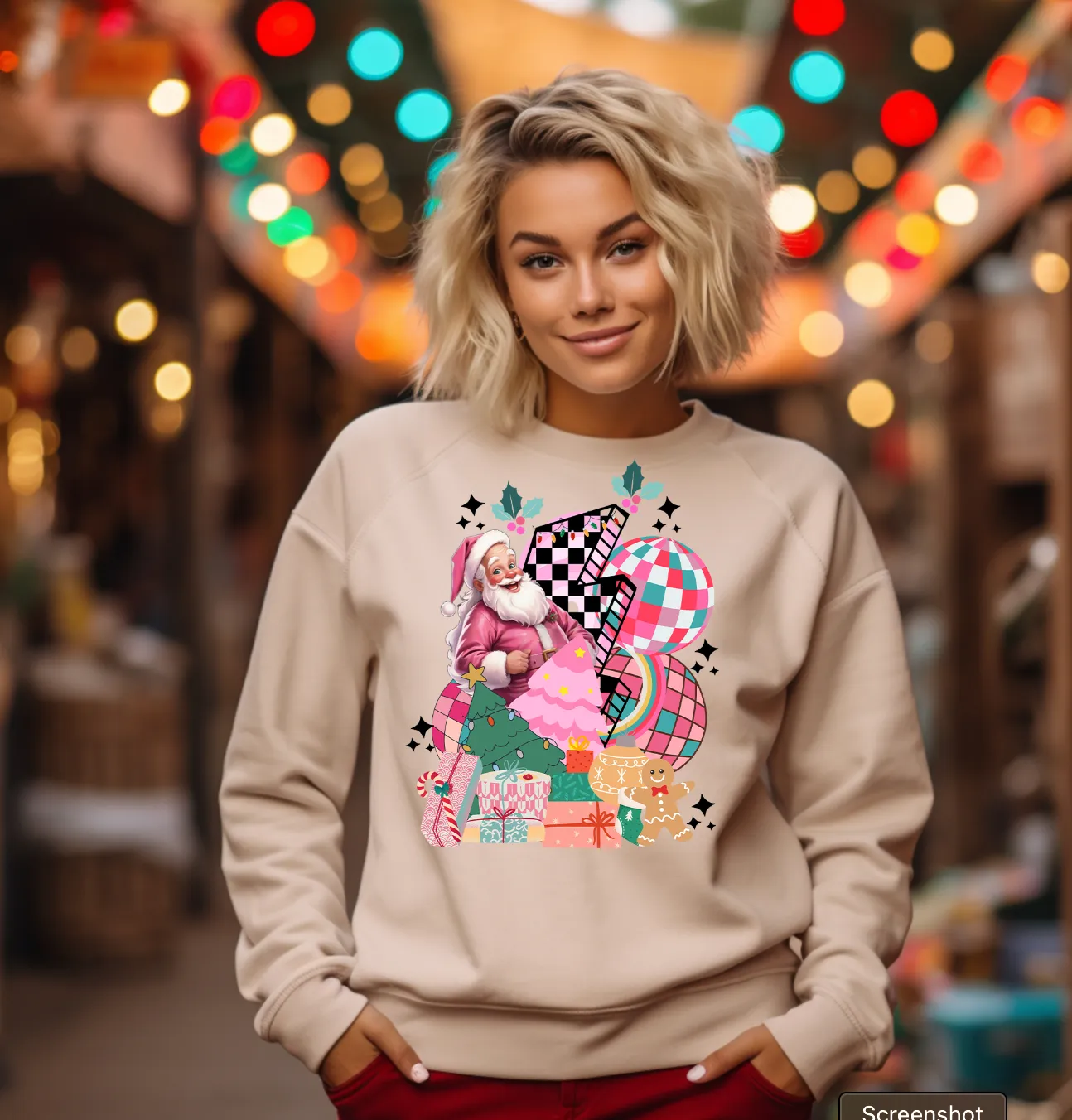 Christmas Preppy Retro Santa | Shirt