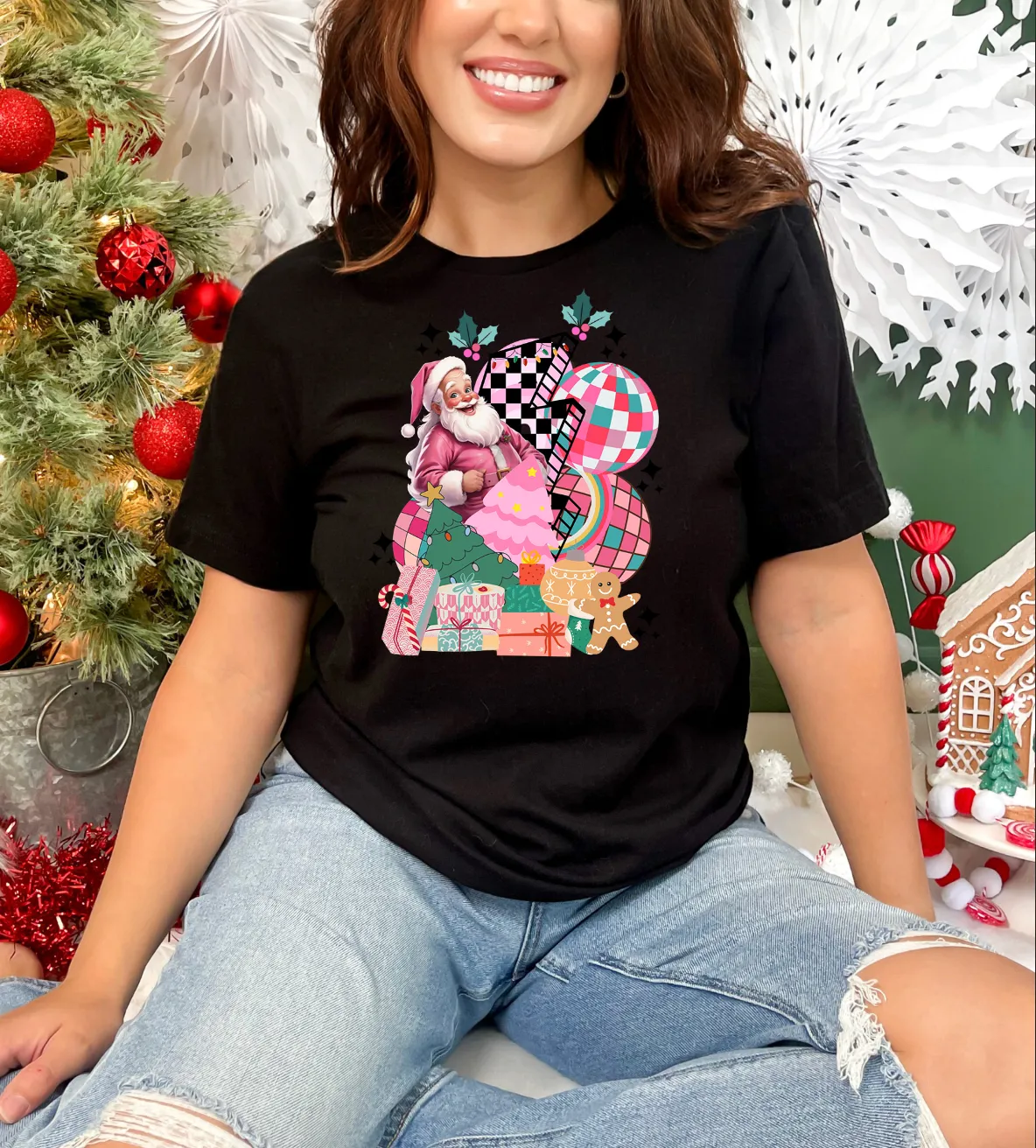 Christmas Preppy Retro Santa | Shirt