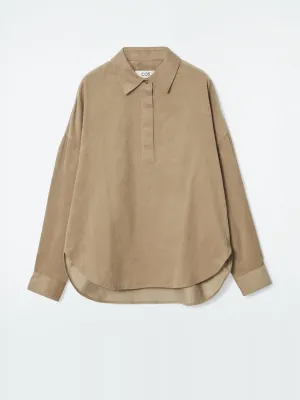 Corduroy half-placket shirt