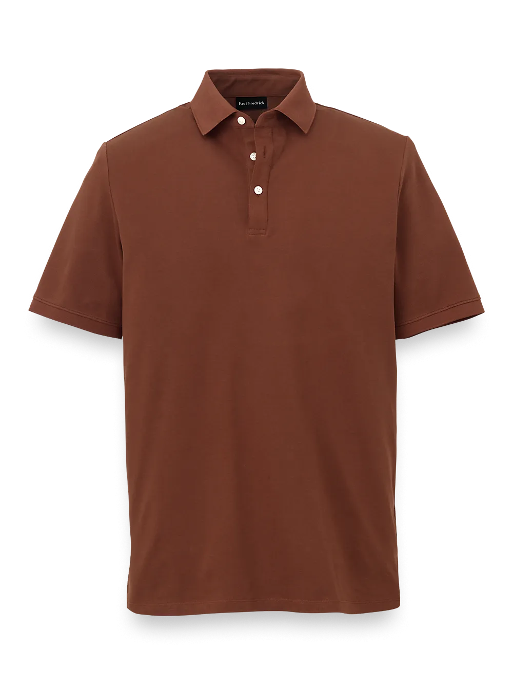 Cotton Blend Three Button Polo - Brown