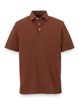 Cotton Blend Three Button Polo - Brown