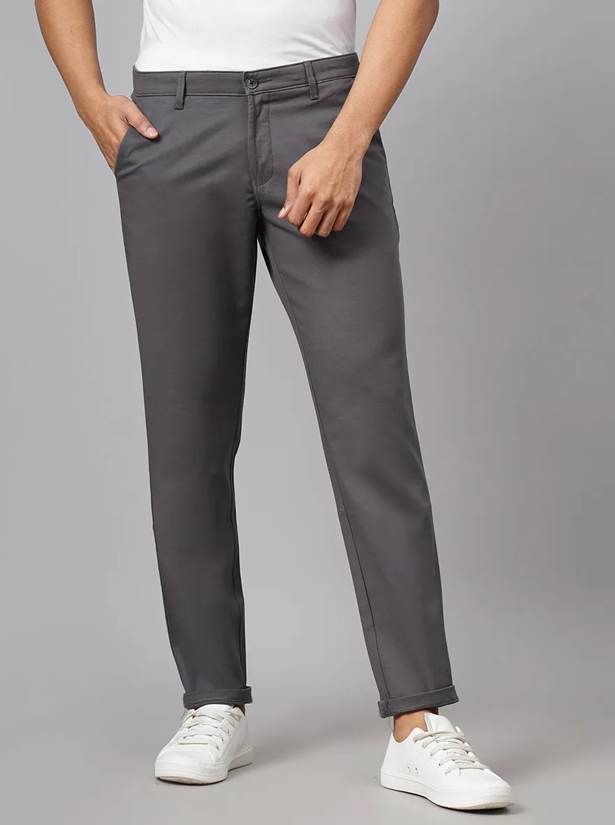 Dark Grey Dobby Neo Fit Casual Trouser | Greenfibre