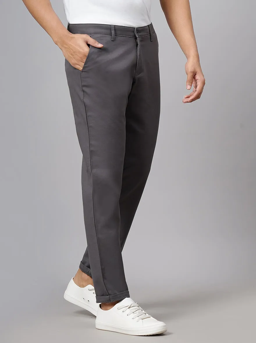 Dark Grey Dobby Neo Fit Casual Trouser | Greenfibre