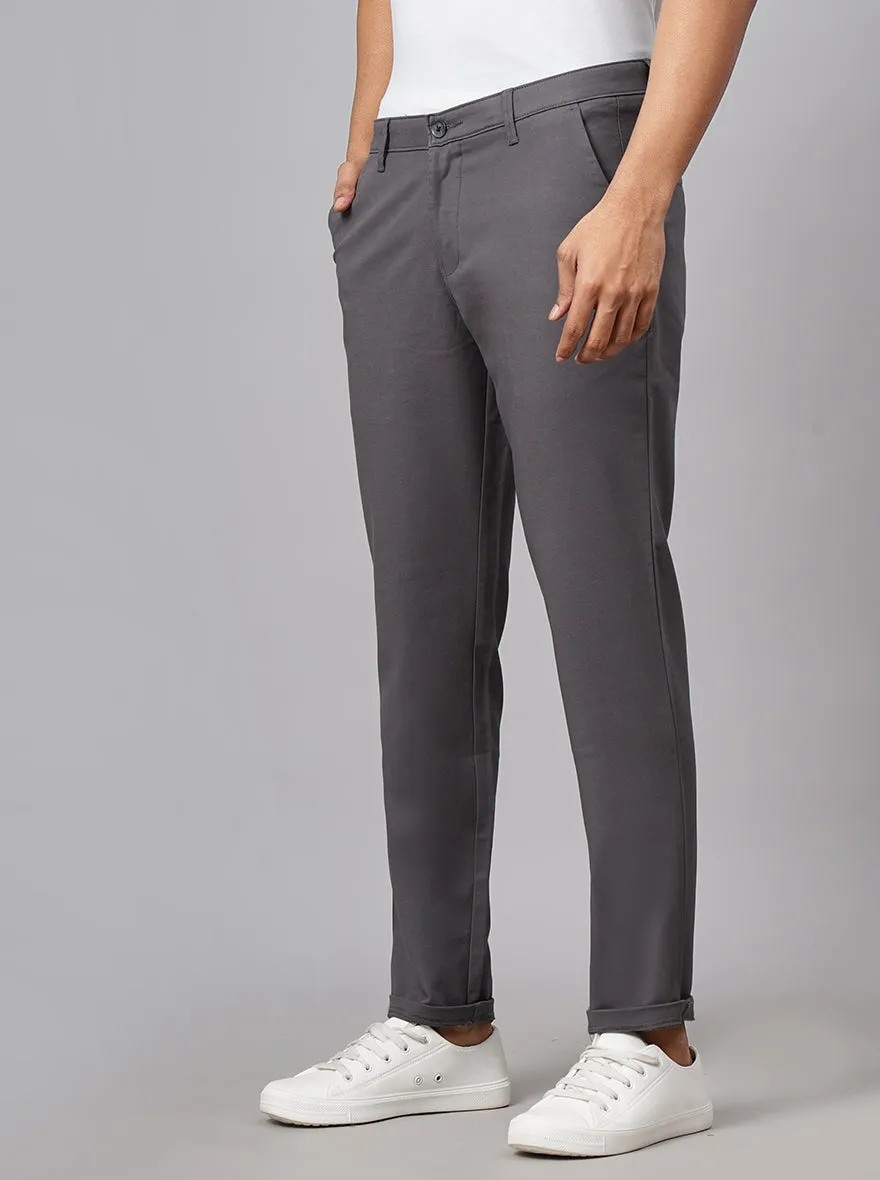 Dark Grey Dobby Neo Fit Casual Trouser | Greenfibre