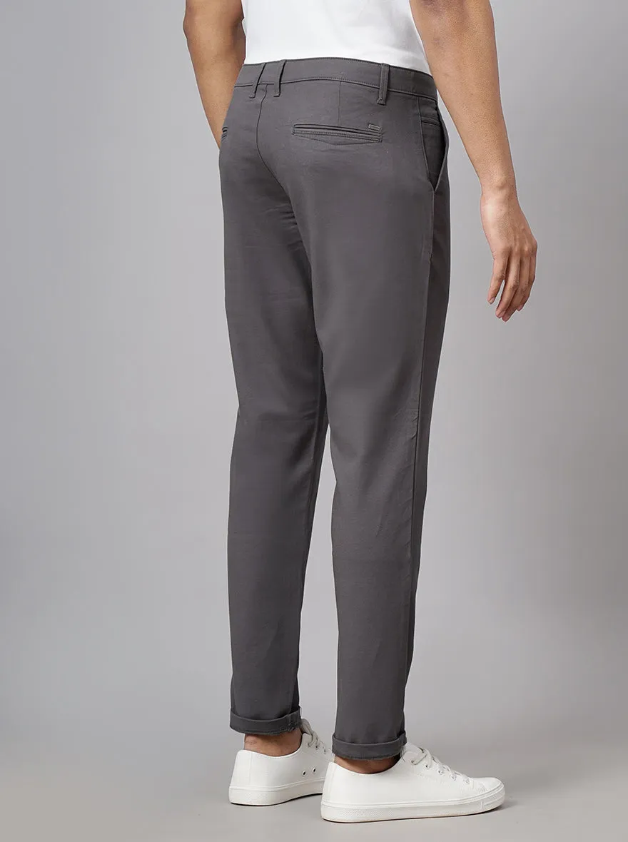 Dark Grey Dobby Neo Fit Casual Trouser | Greenfibre