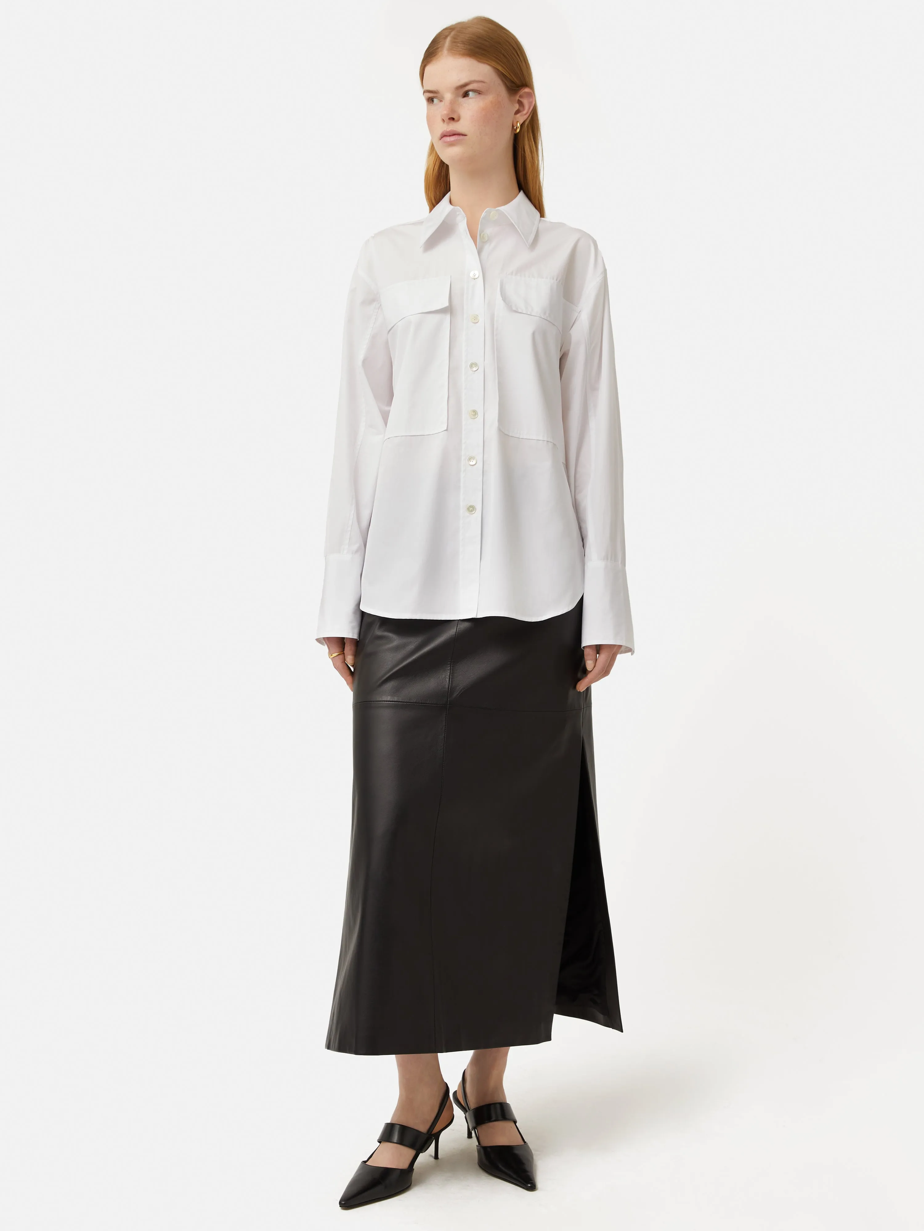 Drawstring Oversized Shirt | White