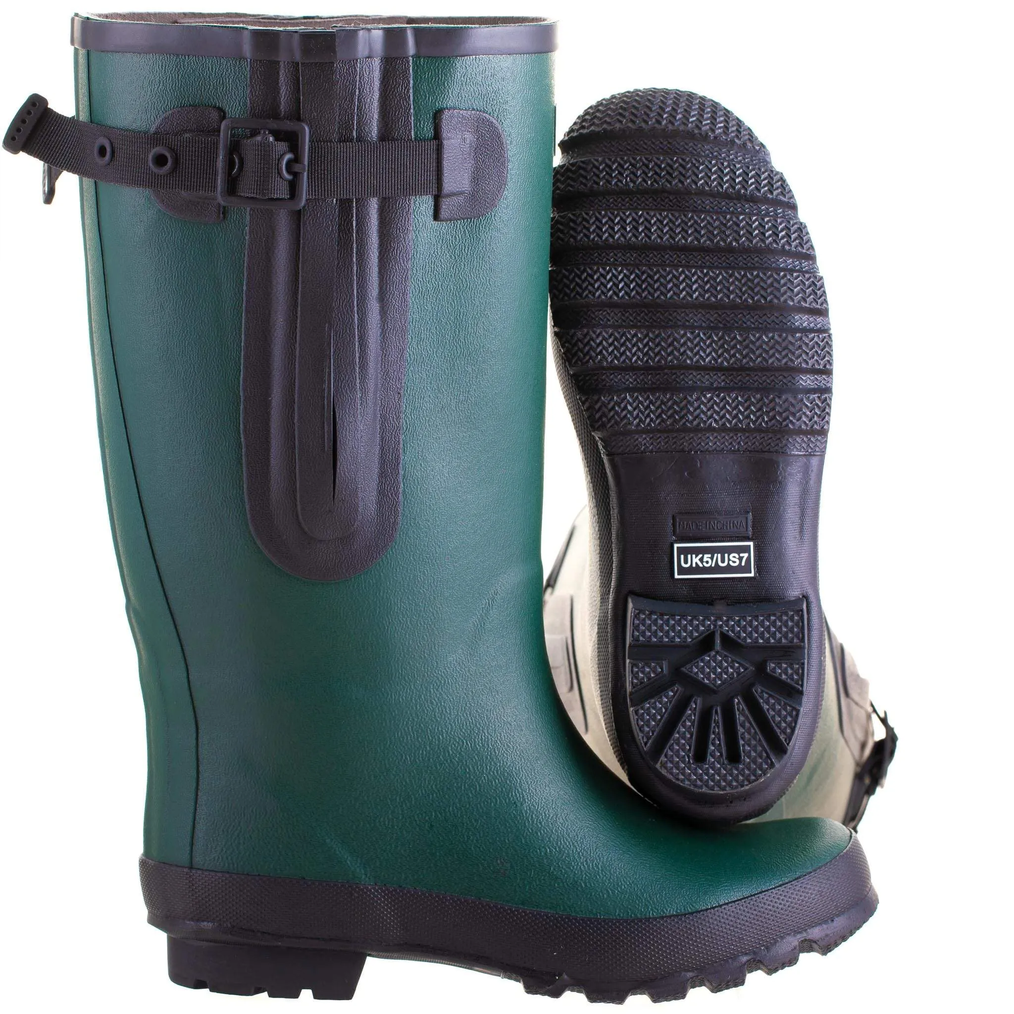 Extra Wide Calf Womens' Rain Boots - Green - 16-23 Inch Calf. Wide in Foot & Ankle