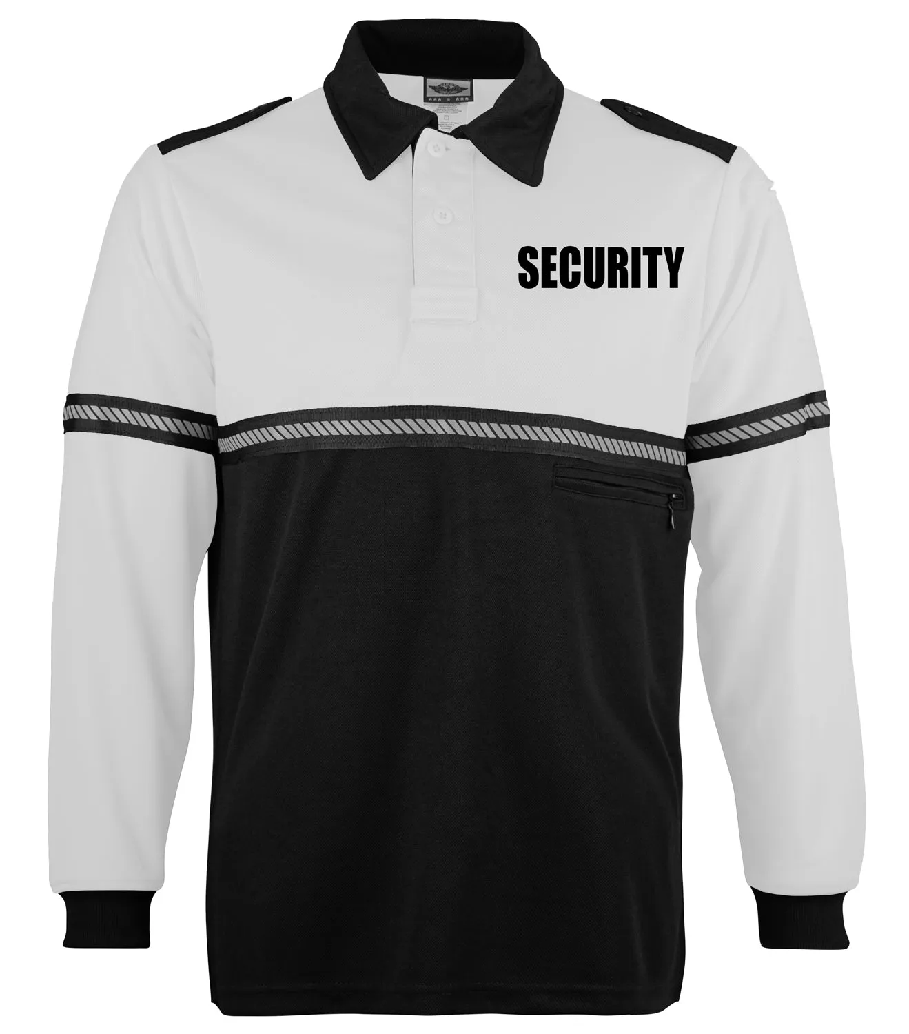 First Class Two Tone Long Sleeve Bike Patrol Shirt with Zipper Pocket and Hash Stripes with Security ID