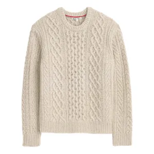 Fisherman Cable Crewneck Donegal Wool Oatmeal