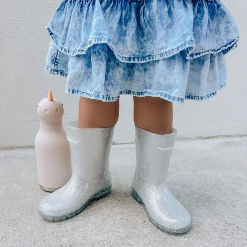 Girls Rain Boots in Silver - The Glitz