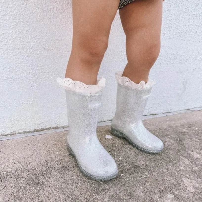 Girls Rain Boots in Silver - The Glitz