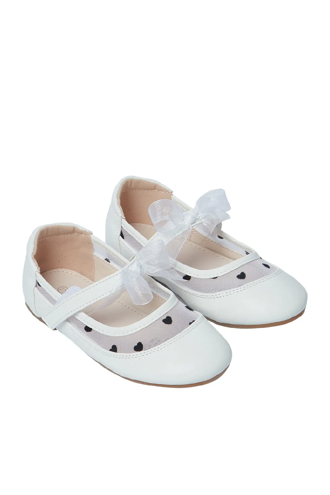 Girls White Bow Lace Ballerina Shoe