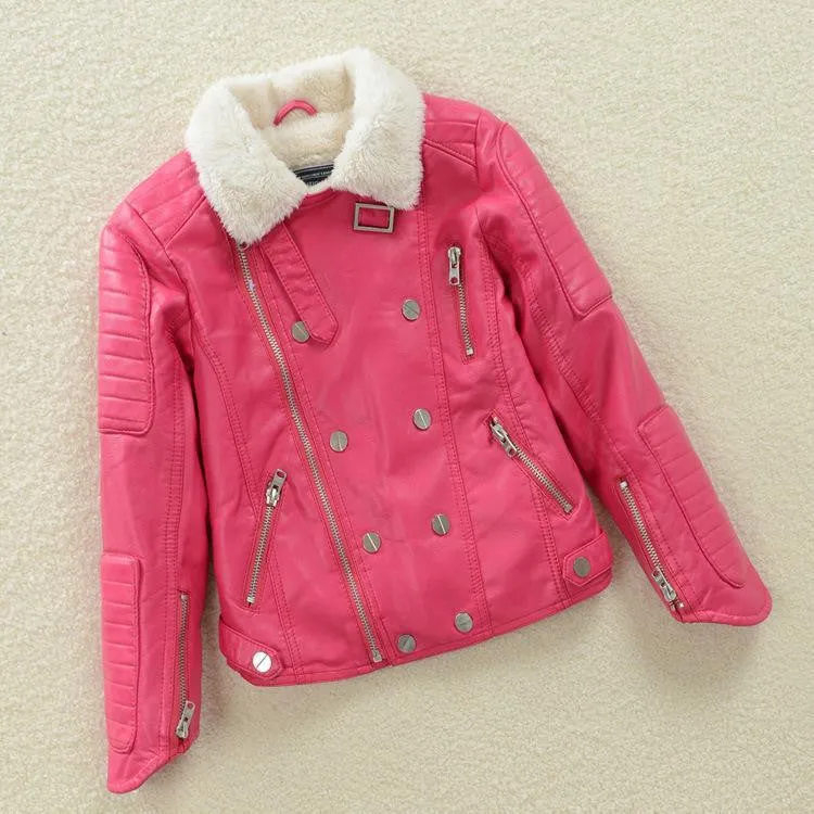 High Quality Girls Leather Autumn Winter Jackets - Free Shipping to N.A.