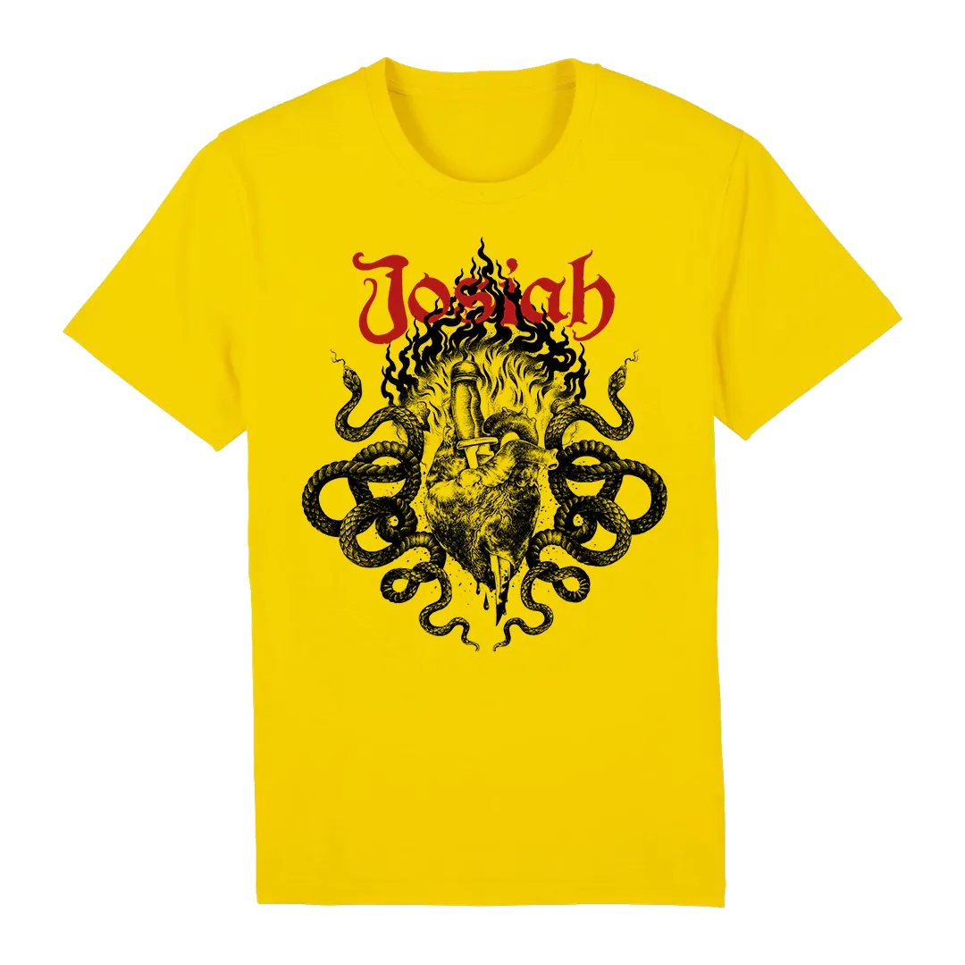 Josiah - Black Heart Red Logo T-Shirt - Yellow