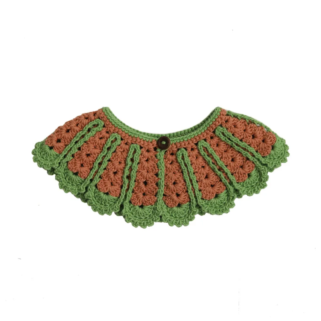 KALINKA Green and Brown Crochet Baby Collar