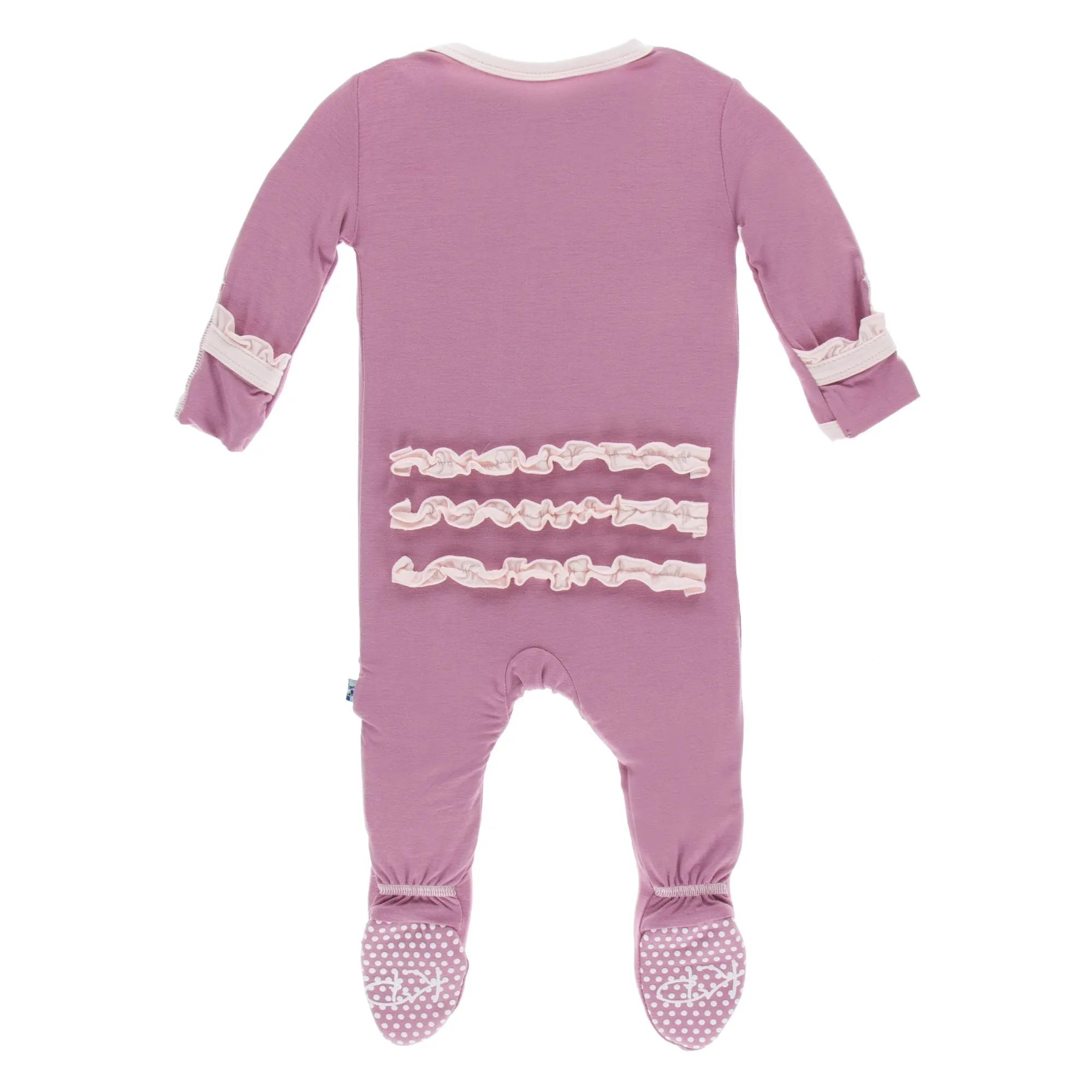 KicKee Pants Solid Pegasus w/Macaroon Classic Ruffle Footie with Zipper