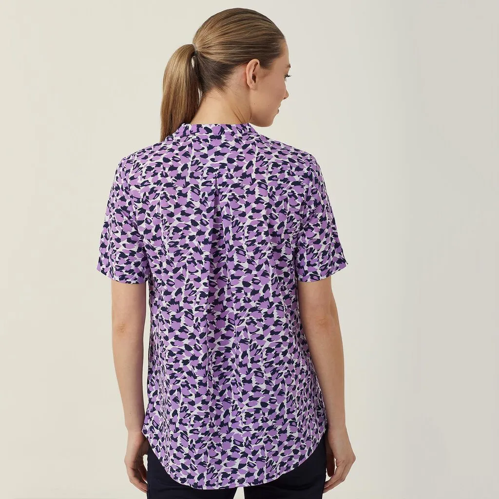 Ladies Antibacterial Petal Print Short Sleeve Tunic - CATUHU