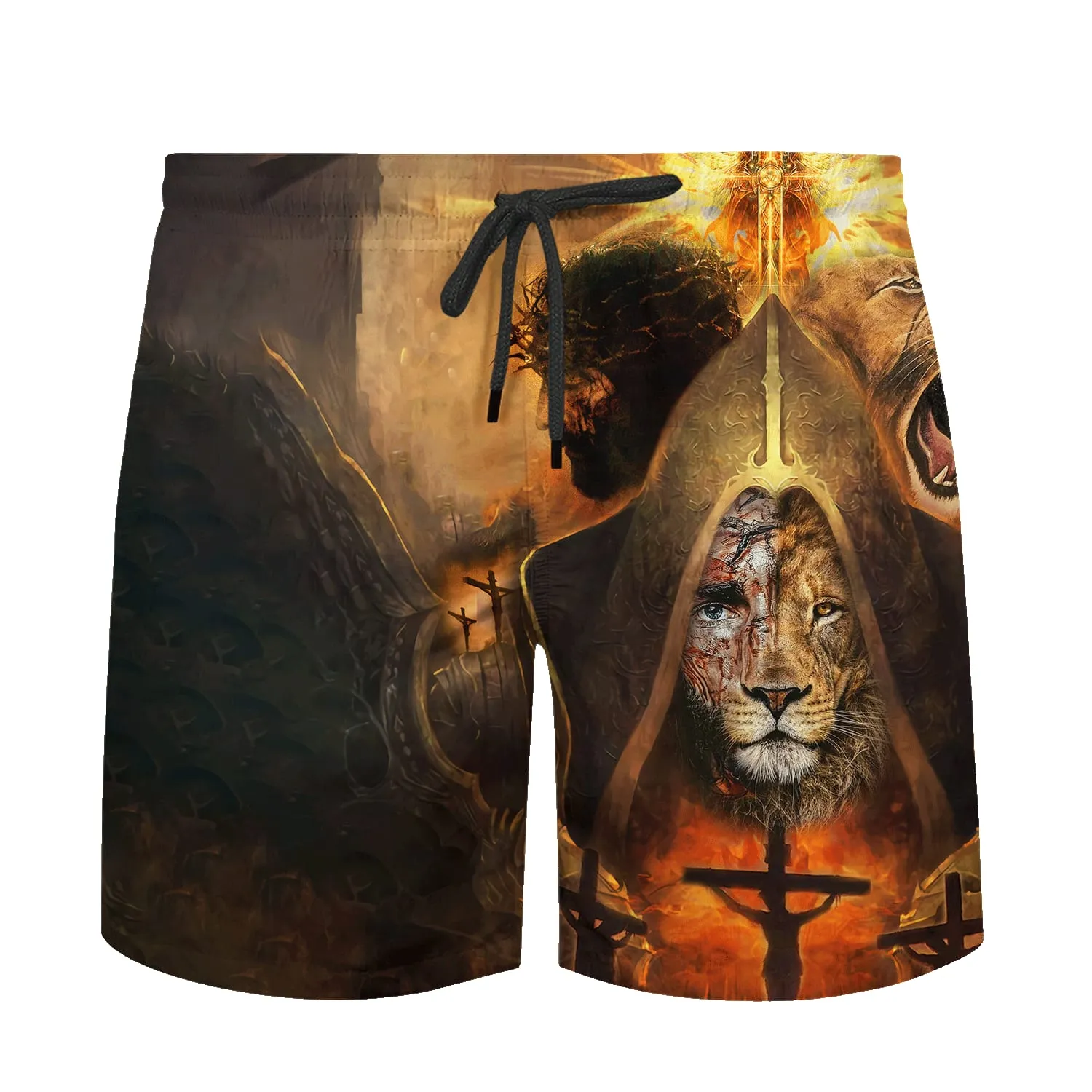 Lion And Jesus Potrait Polo Shirt - Christian Shirts & Shorts