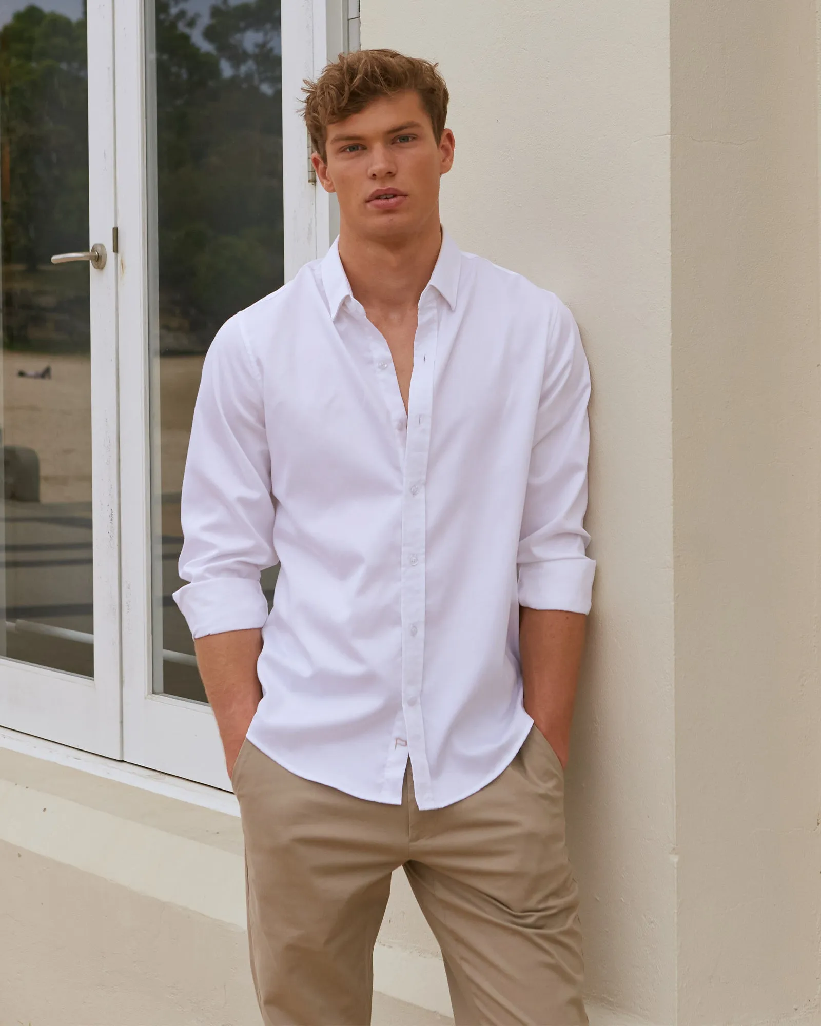 London-Slim Formal White Non Iron Cotton Shirt