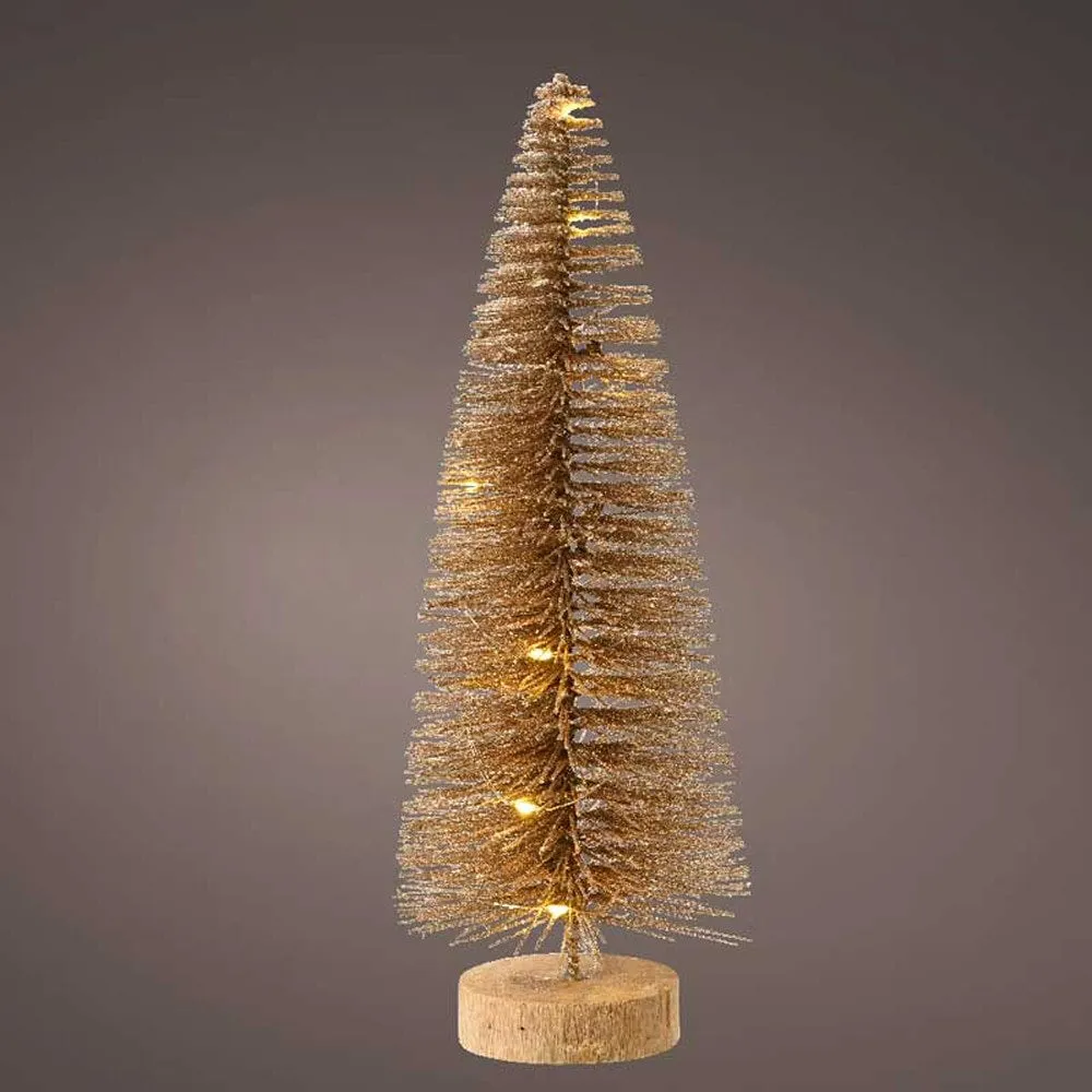 Lumineo 30cm Gold Micro LED Warm White Glitter Tree