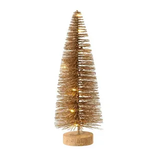 Lumineo 30cm Gold Micro LED Warm White Glitter Tree