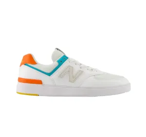 Mens New Balance 574 White/ Orange Athletic Casual Sneakers