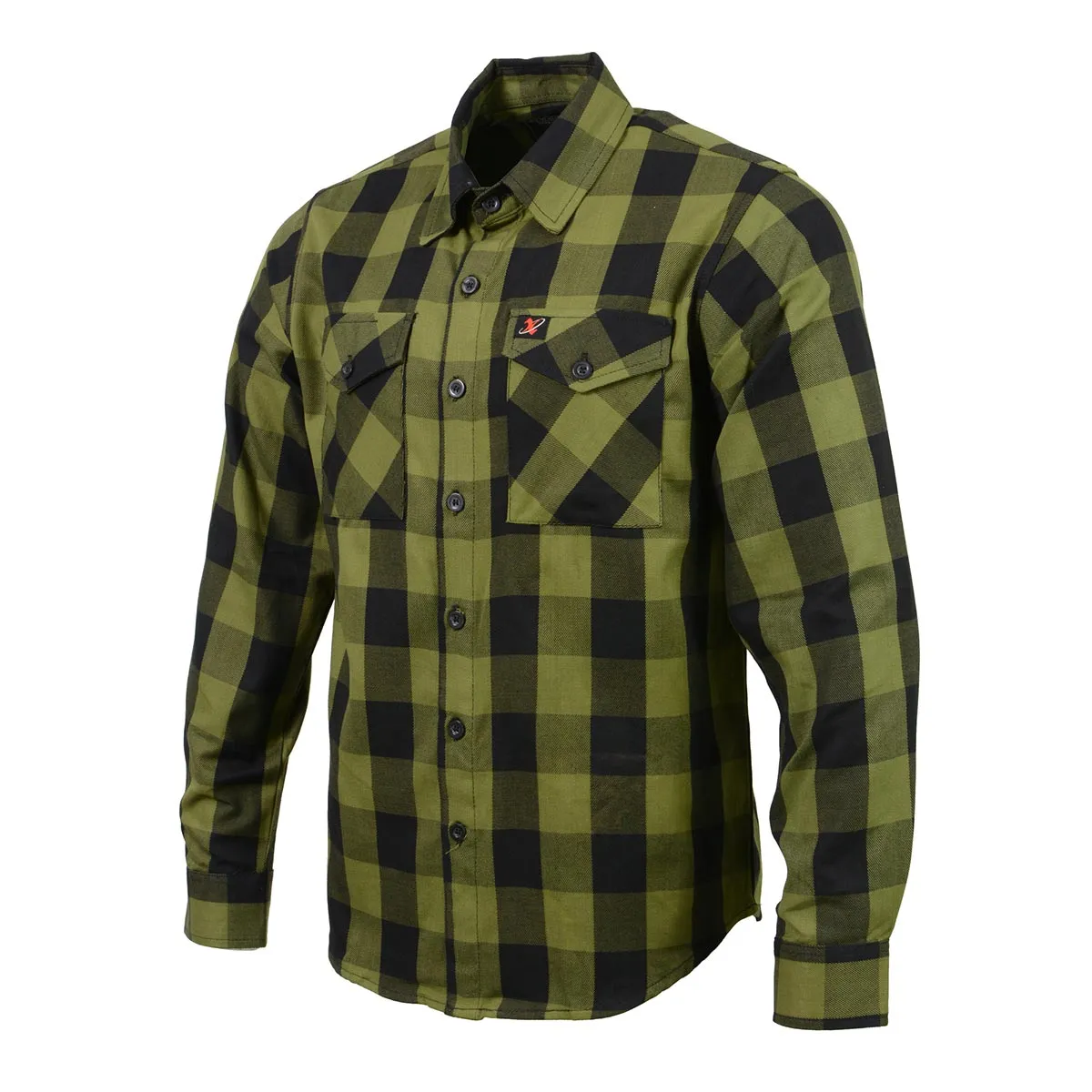 Milwaukee Leather MNG11668 Men's Black and Green Long Sleeve Cotton Flannel Shirt