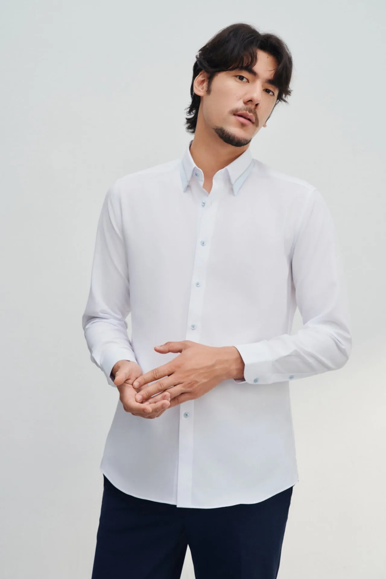 Non-Iron Quick Dry Smart Fit Poplin Shirt Design Detail Collar