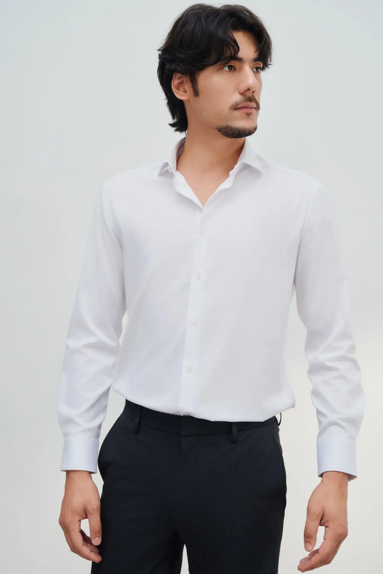 Non-Iron Silky Touch Stretch Smart Fit Dobby Twill Shirt Design Detail Collar