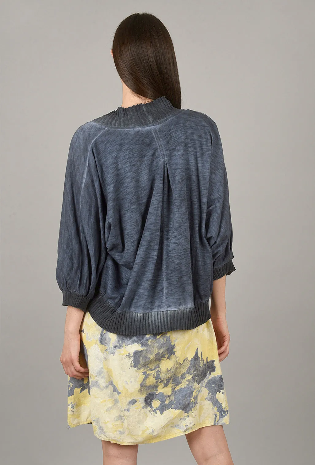 Oil Wash Rib Cardie, Denim