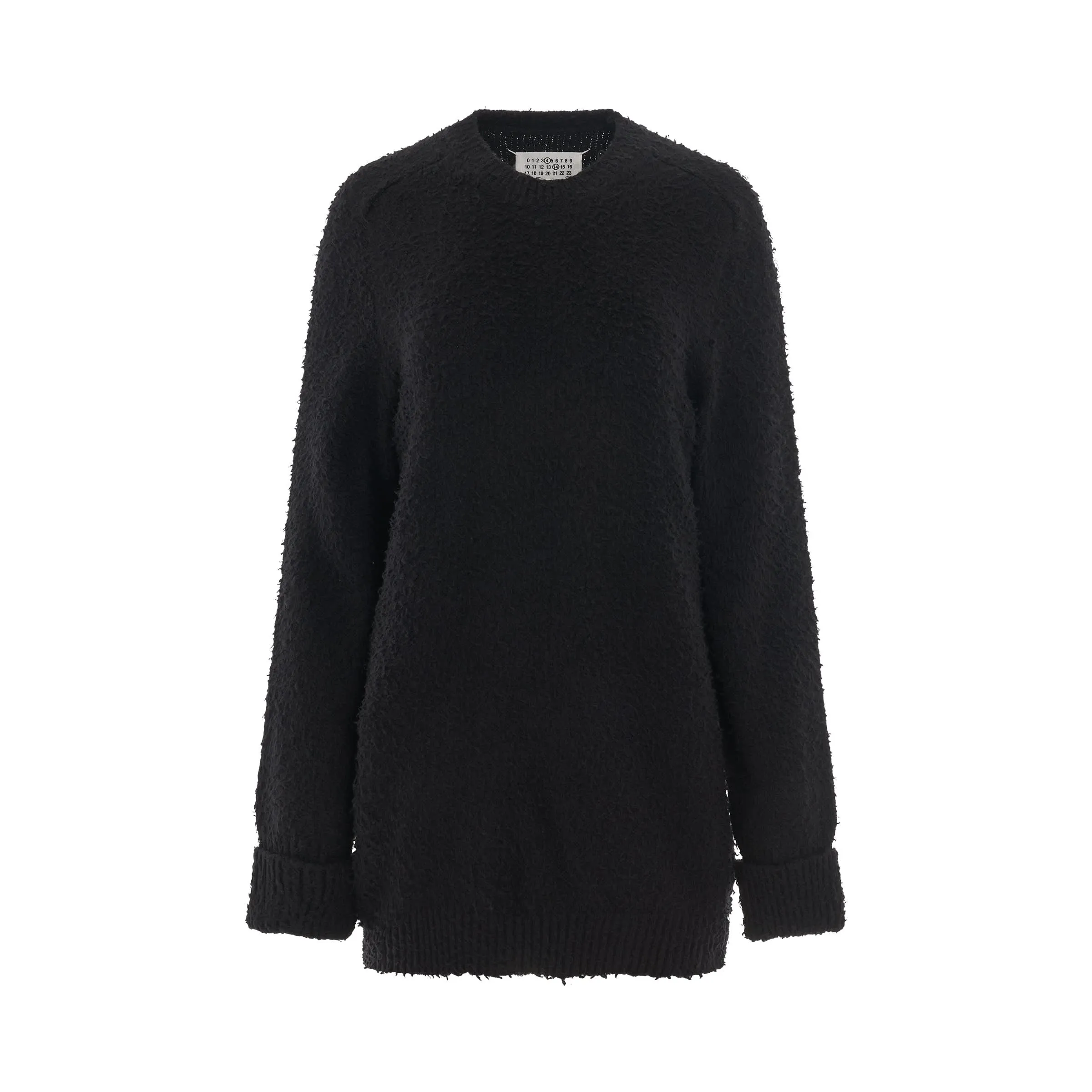 Oversized Piled Knit Sweater in Black