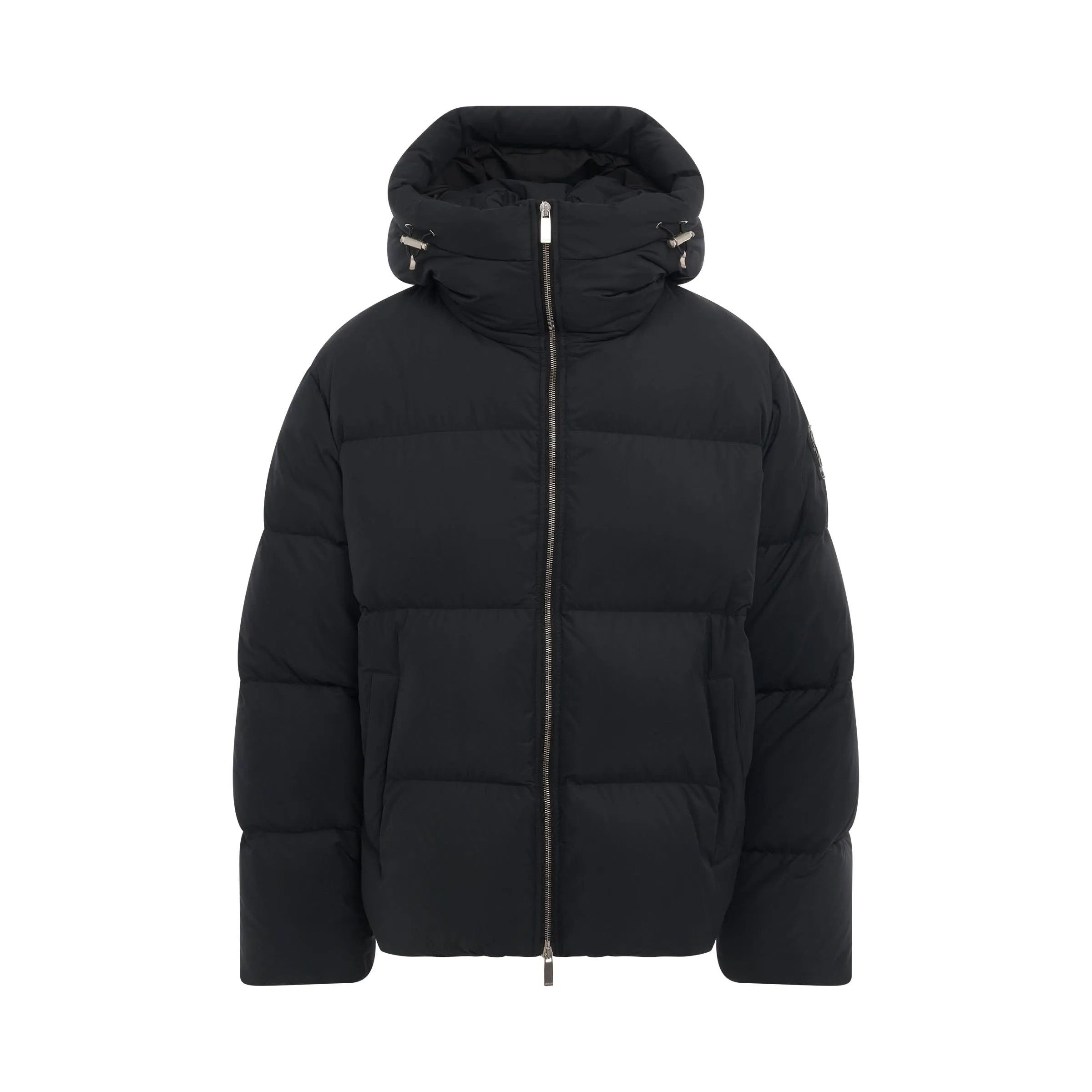 Patch Arrow Down Puffer in Black