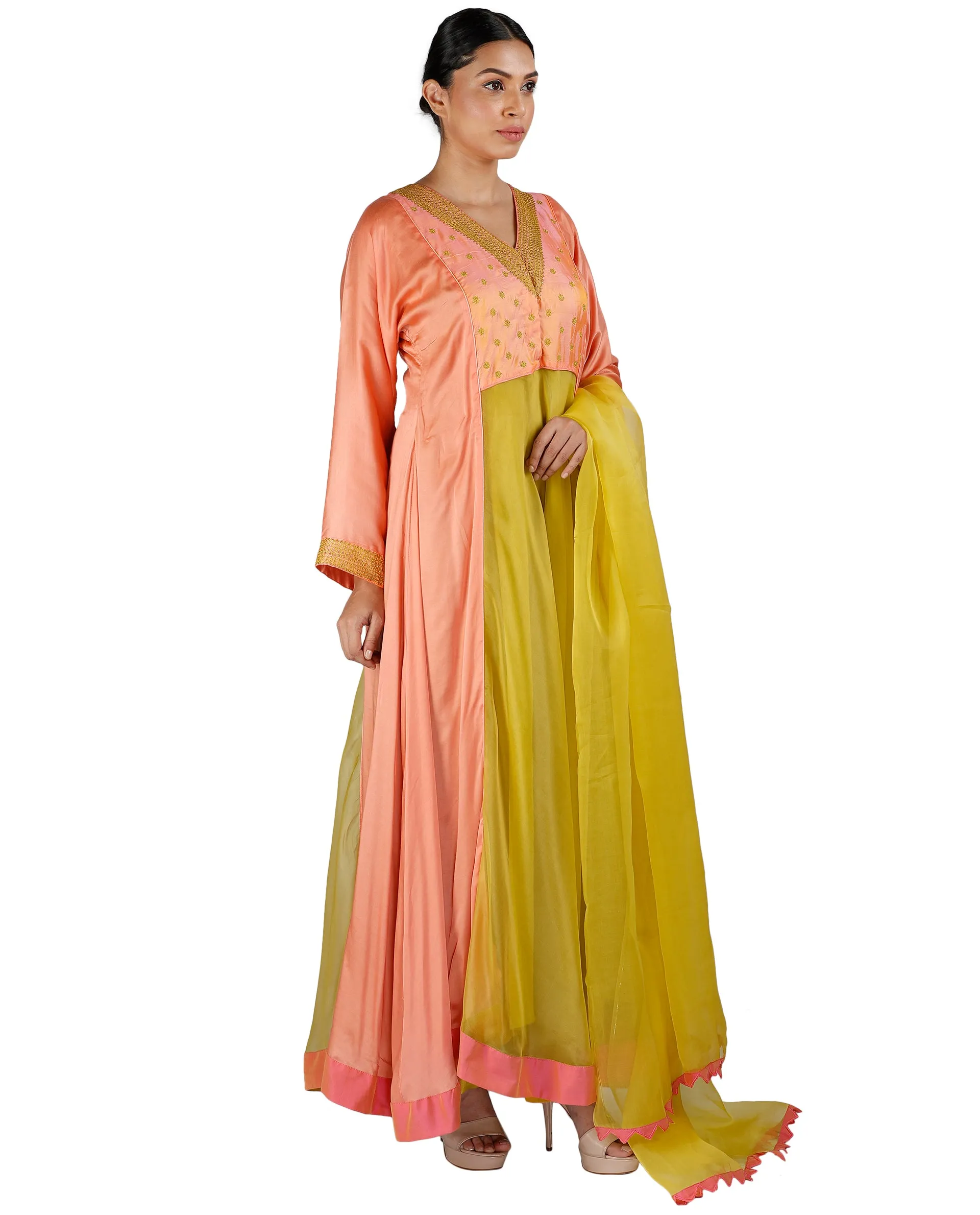 Peach and Green Salwar