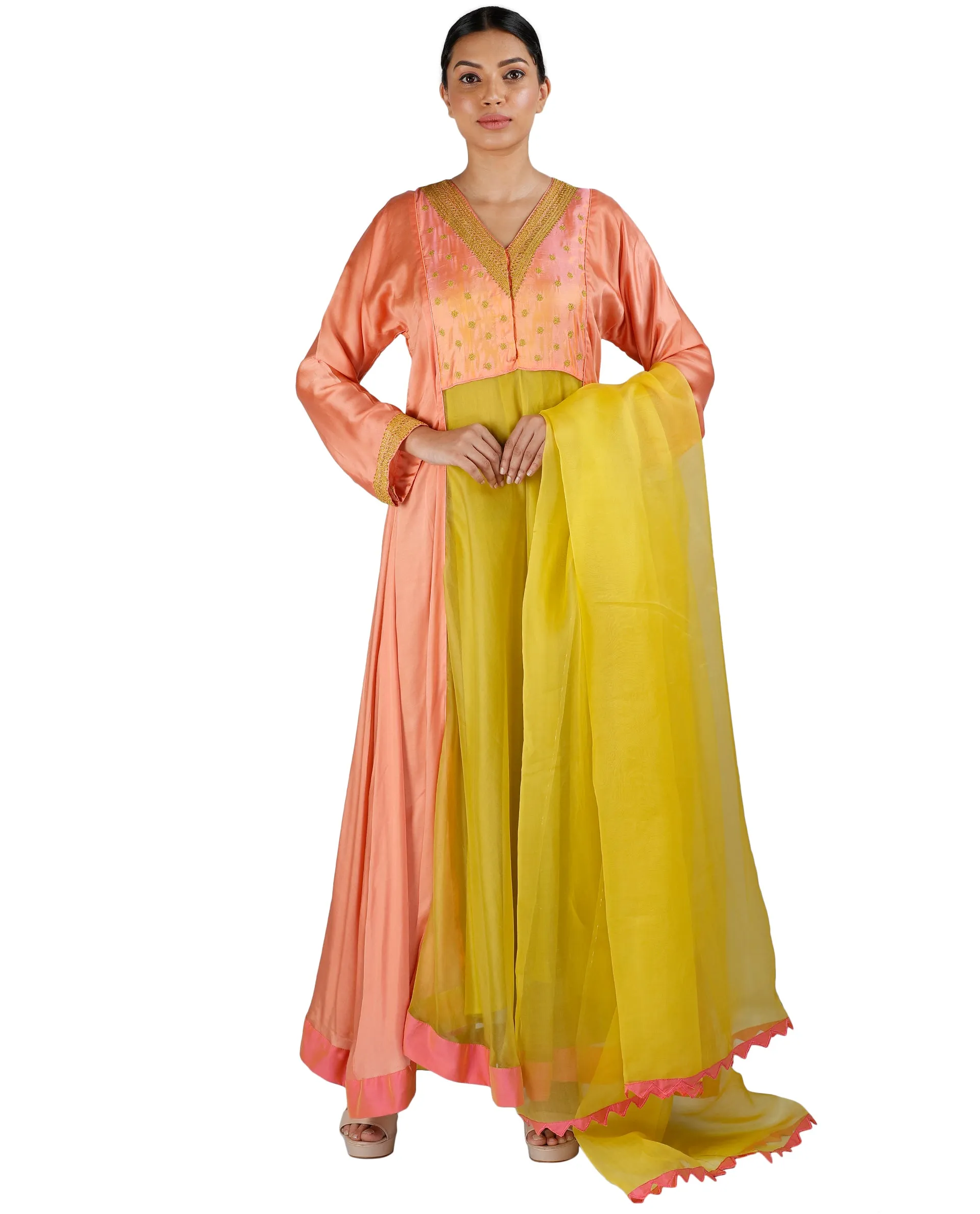 Peach and Green Salwar