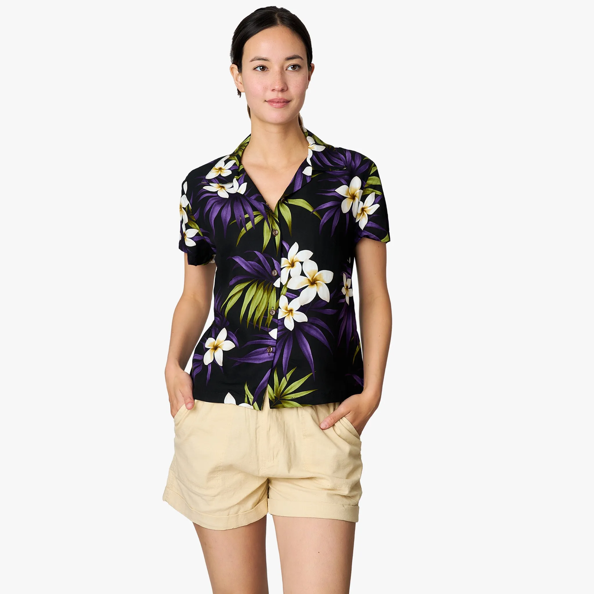 Plumeria Cluster Camp Blouse