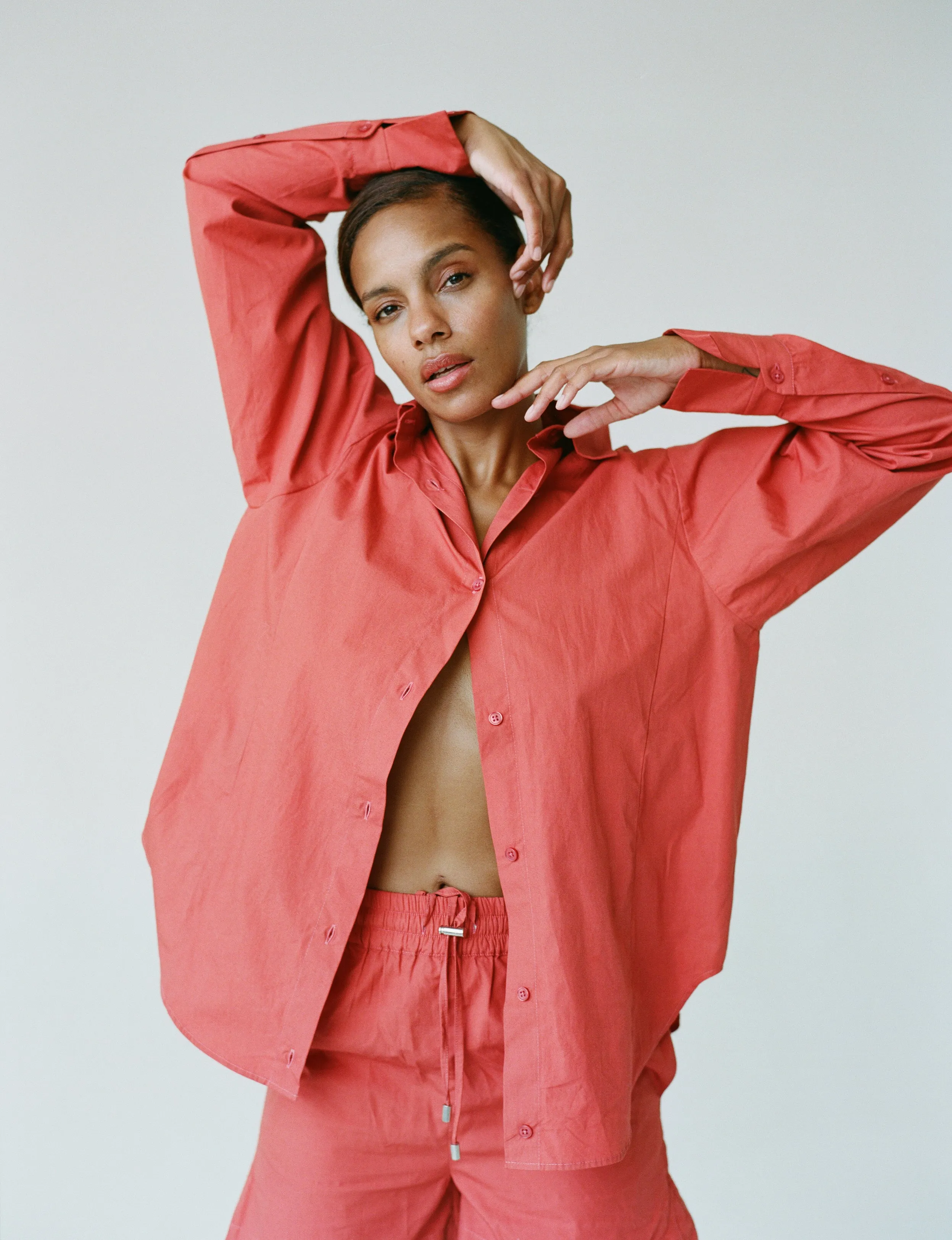 POPLIN SHIRT IN POPPY