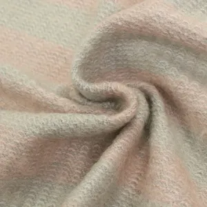 Premium Japanese Wool Blend Mohair Jersey Knit Printed Pink & Grey Stripes