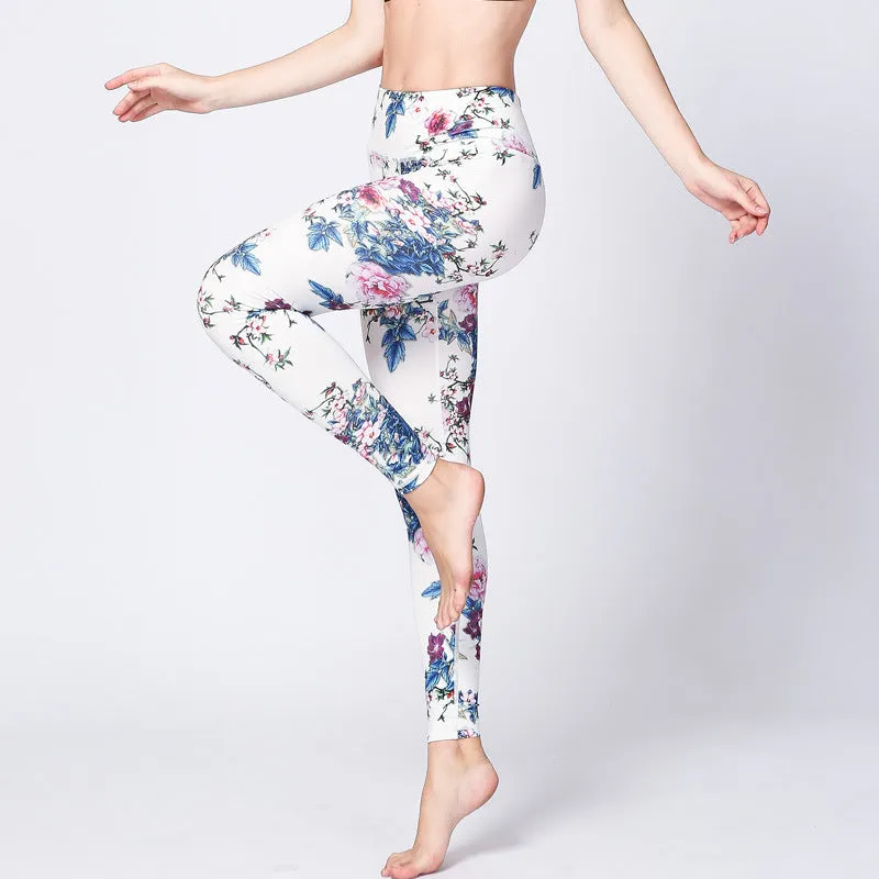 Printed sweatpants fitness pants yoga pants high stretch skinny legging trousers