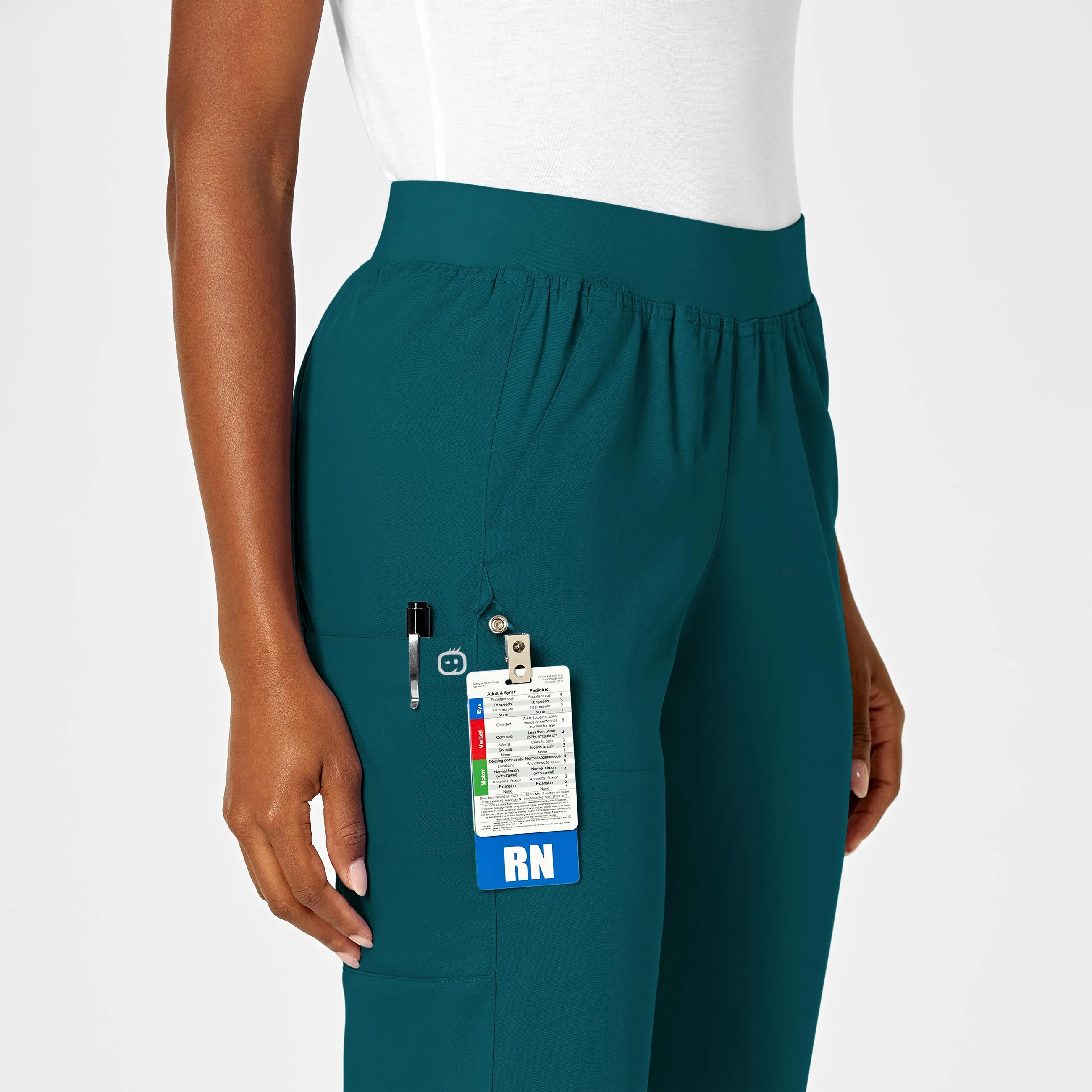 PRO Women's Knit Waist Cargo Scrub Pant - Caribbean