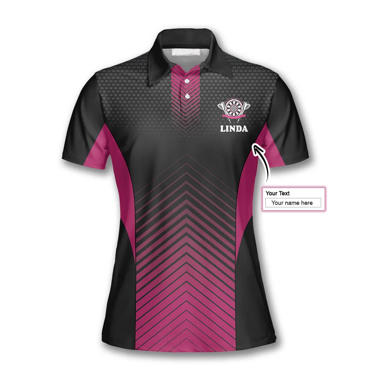 Queen of Darts Dark Pink Custom Darts Shirts for Women